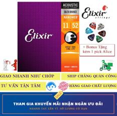 Bộ Dây Đàn Elixir cao cấp 11027 (Cỡ 11 – Custom Light) Acoustic Guitar thùng 80/20 Bronze With NANOWEB COATING Strings