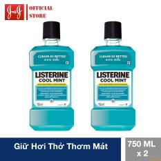 Bộ 2 chai nước súc miệng hơi thở thơm mát Listerine Coolmint 750ml