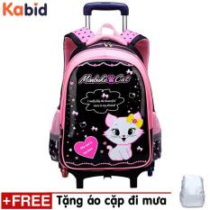 Balo kéo 6 bánh xe leo mọi địa hình mèo Angela Tặng áo trùm cặp (Đen)