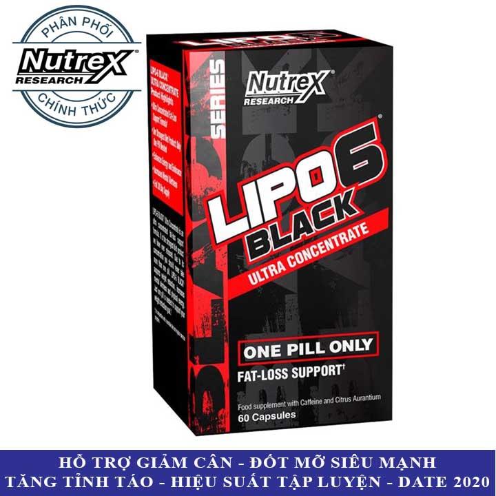 LIPO 6 Black của Nutrex hỗ trợ giảm cân đốt mỡ tăng tỉnh táo tập trung 60 viên - Phân...