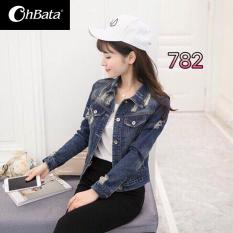 Áo Khoác Jeans Nữ Xé Gấu Cao Cấp OHS782