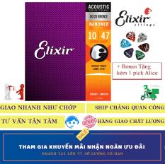 Bộ Dây Đàn Elixir cao cấp 11002 (Cỡ 10 – Extra Light) Acoustic Guitar thùng 80/20 Bronze With NANOWEB COATING Strings