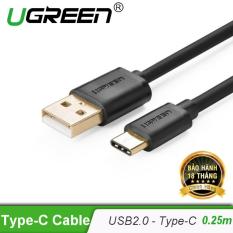 Cáp USB 2.0 sang USB Type C mạ vàng dài 25CM US141 30157 – Hãng phân phối chính thức