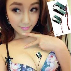 Combo 5 tấm hình xăm dán tattoo 10x6cm dao lam cắt chảy máu, vết sẹo rùng rợn… (Một tấm gồm nhiều hình. Mua 1 tặng 1. Chọn mẫu tùy thích)