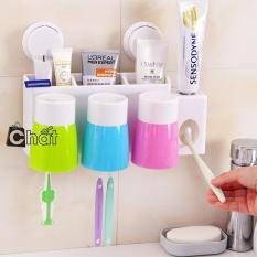 Bộ dụng cụ nhả kem đánh răng + Đựng bàn chải + 3 Cốc + …(Hàng Cao cấp)