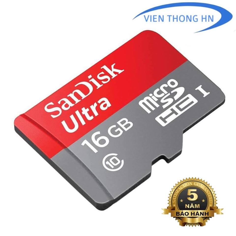 Thẻ Nhớ 16gb Sandisk Tốc độ 80mb/s Micro SDHC Ultra Class 10 - kèm adapter