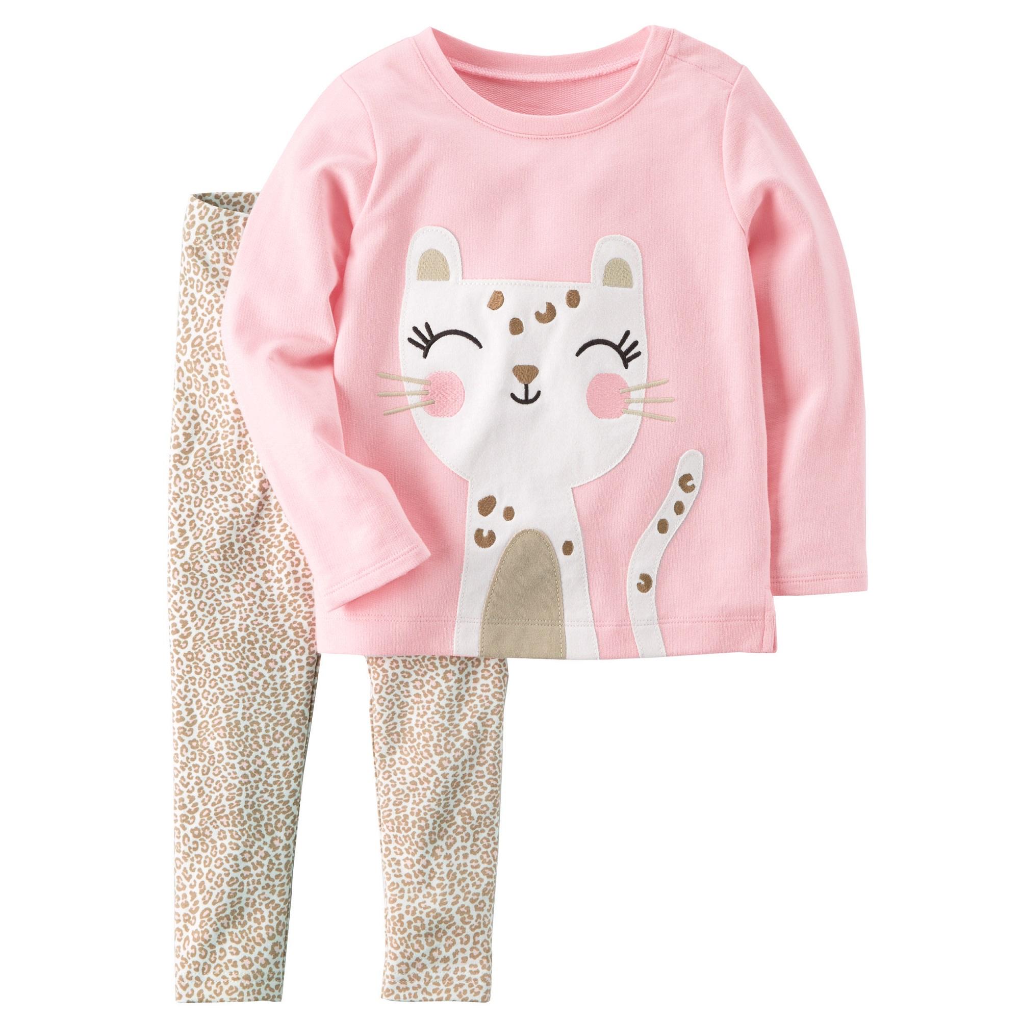 Carter's - 2 Pieces French Terry Top & Cheetah Legging Set