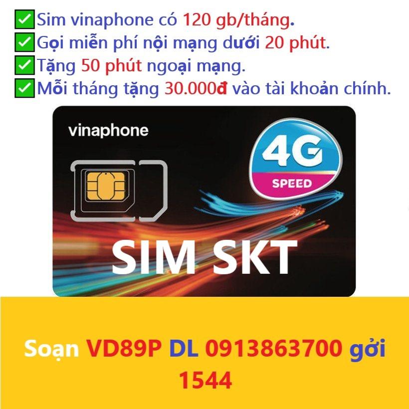 Sim 4g vinaphone vd89 plus tặng 120gb miễn phí nghe gọi mỗi tháng