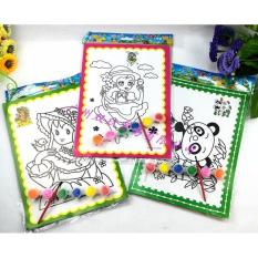 Set 2 tranh tô màu nước khổ A4 (có kèm vỉ màu và cọ vẽ)
