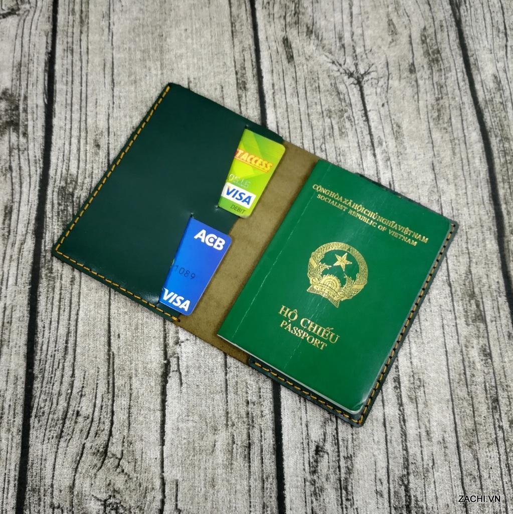 Ví đựngậpassport, ví đựng hộ chiếu, bao da đựngậpassport hộ chiếu da bò handmade - Kichi 1-PP6