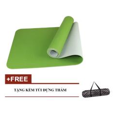 Thảm tập YOGA cao cấp TPE 2 lớp 6mm siêu bền Tặng kèm túi đựng