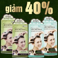 Bộ 4 hộp thuốc nhuộm tóc bạc dạng gội RICHENNA Hàn Quốc 2 màu