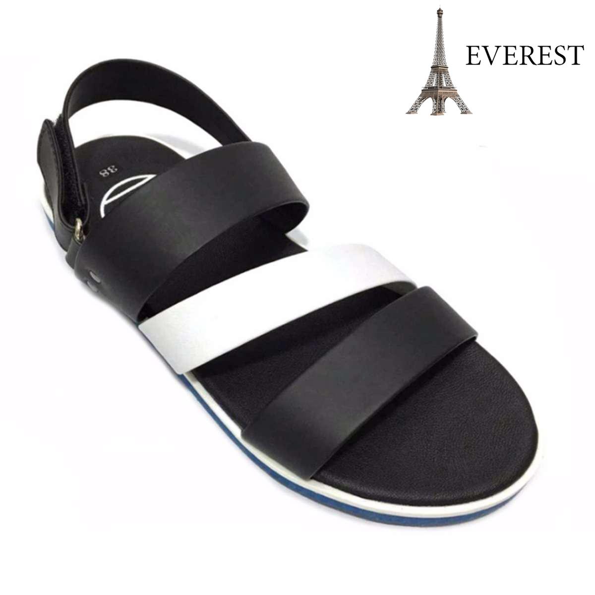 Giày Sandal 3 quai ngang nam thời trang Everest - EVE01 (Đen phối trắng) D37