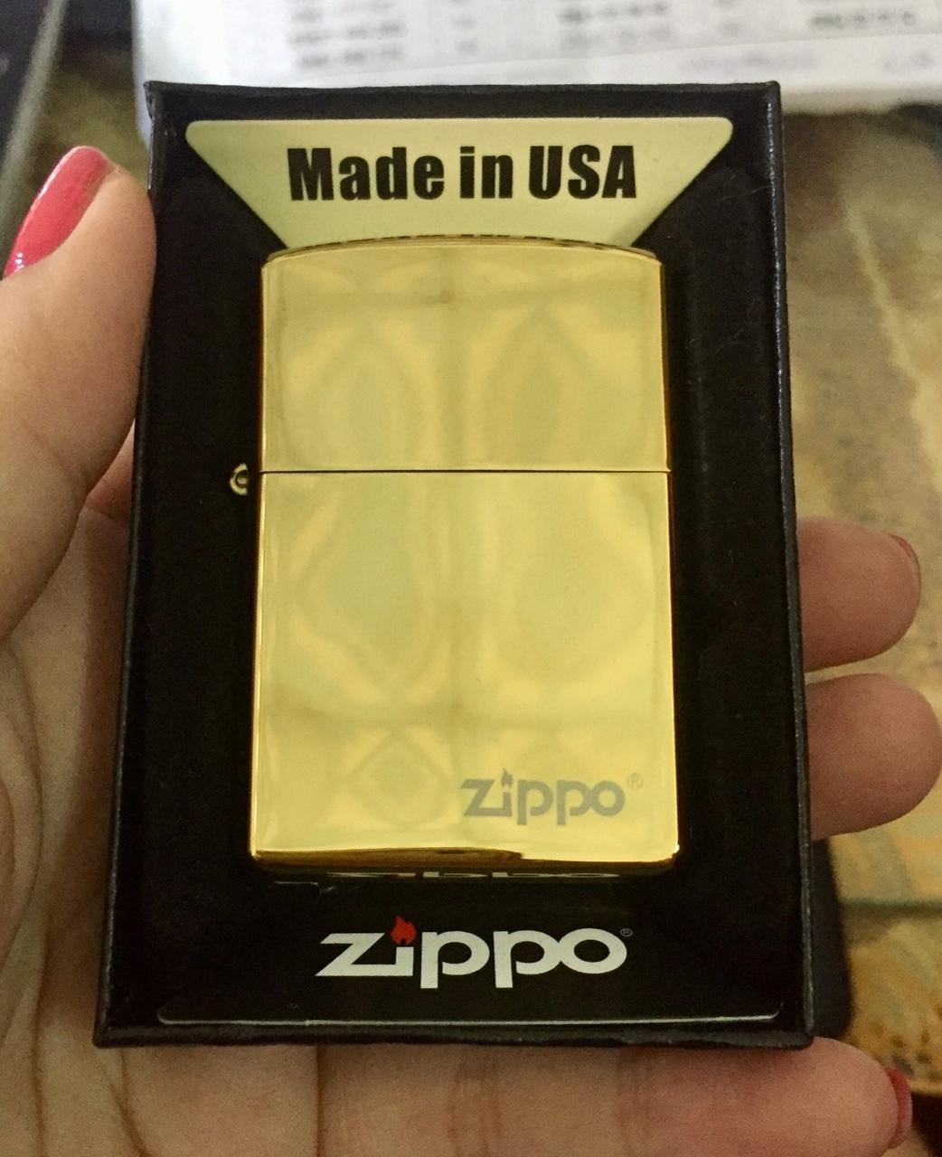 Zippo trơn màu Vàng - Zippo Mỹ - Zippo USA