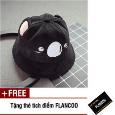 Nón vành hình gấu vải jean thời trang bé trai Flancoo 1711 (Đen) + Tặng kèm thẻ tích điểm Flancoo