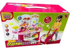 Đồ chơi xe đẩy kèm bàn bán hàng 2 trong 1(kèm pin), Do choi xe day 2 trong 1, Xe đẩy siêu thị