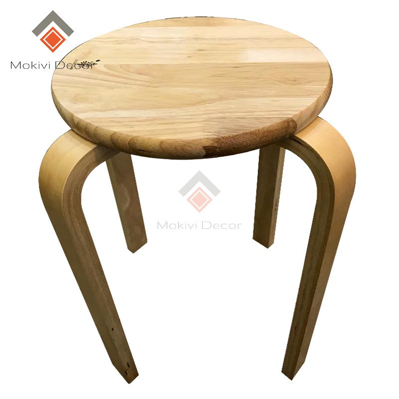 Ghế gỗ tròn chân dẹp (TỰ NHIÊN) - ghế phòng ăn, ghế cafe gỗ PHONG CÁCH