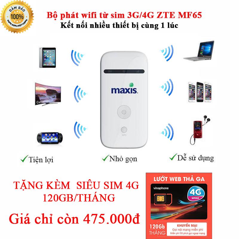 Bộ phát wifi từ sim 3G/4G ZTE MF65 - Phiên bản Trắng ( MAXIS )