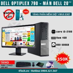 Máy tính để bàn Dell Optiplex 790 Intel Core i3-2100 RAM 4GB HDD 500GB màn hình 20 inch- Hàng nhập khẩu + Tặng bộ bàn phím chuột usb wifi.