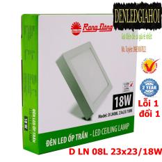 Đèn LED ốp trần vuông 18W Rạng Đông, Model D LN 08L 23×23/18w