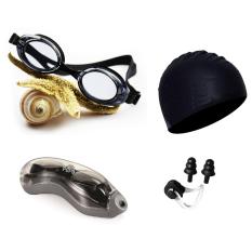 Kính bơi hiện đại 1153, mũ bơi trơn, bịt tai kẹp mũi POPO Collection mắt kính trong chống tia UV chống sương mờ