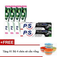 Bộ Chăm sóc răng miệng bao gồm: 02 Kem đánh răng P/S Than Hoạt Tính và Tre 180g + 04 Bàn chải đánh răng P/S Muối Tre + Tặng 01 Bộ 4 Chén sứ cầu vồng