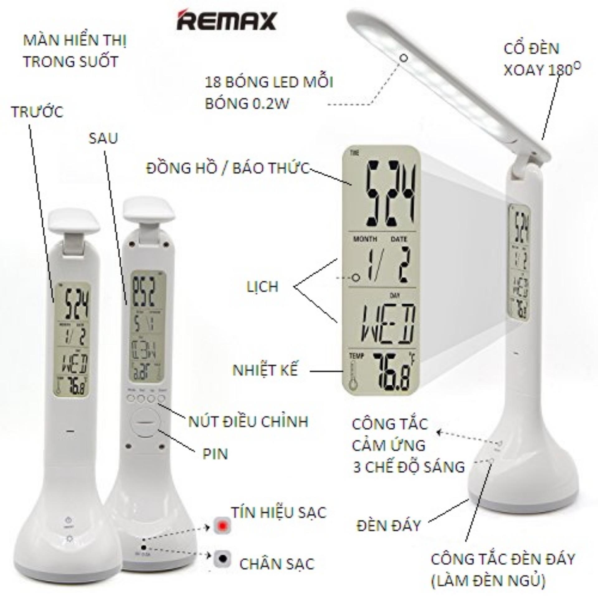 REMAX RT-E185 TIME SERIES LED : Đèn bàn LED tích điện chống cận 3 chế độ sáng - Hiển thị...