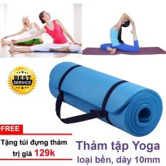 Thảm Tập Yoga Gym Nhập Khẩu Hàn Quốc Vân Dọc 10mm tặng quà túi đựng thảm và dây buộc thảm sang trọng (Nhiều Màu)