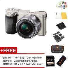 [Nhập ELMAR31 giảm 10% tối đa 200k đơn từ 99k]Sony A6000 24.3MP với lens Kit 16-50 (Bạc) – Tặng thẻ nhớ + Túi + Dán màn hình + Remote + Gói cài app + Nắp hotshoe + Bộ 2 Pin 1 Sạc đôi RAVPower FW-50 – Hàng phân phối chính hãng