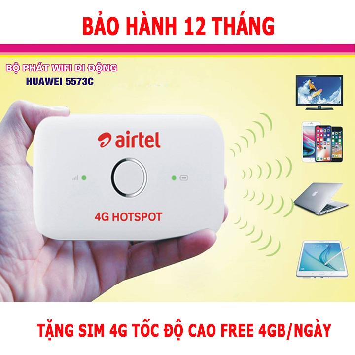 Bộ Phát Wifi 4G HUAWEI E5573C 150Mbs ( Trắng ) - Tặng sim 4G free 4GB/ngày