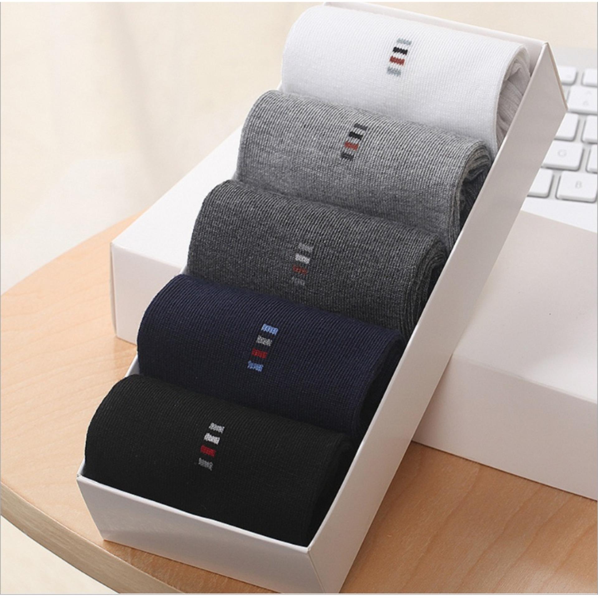 Phụ kiện giày nam vớ cotton họa tiết cao cổ khử mùi (5 đôi) Vớ Store - A160