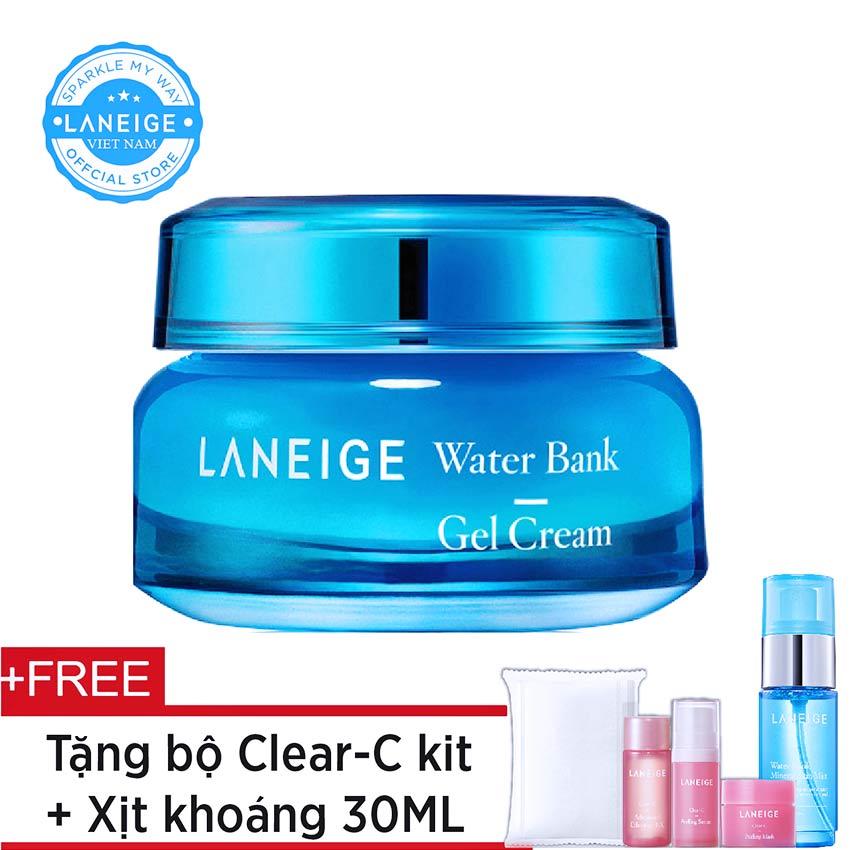 [HOT DEALS] Kem dưỡng ẩm dạng gel Laneige Water Bank Gel Cream 50ml + Tặng bộ dưỡng Clear-C Trial Kit...