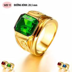 Nhẫn nam titan rồng mạ vàng 24k, mặt đá HA607