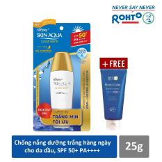 Sữa chống nắng hằng ngày dưỡng trắng Sunplay Skin Aqua Clear White SPF 50+ PA++++ 25g + Tặng Kem rửa mặt Hada Labo 25g