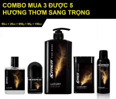 Combo Nước hoa Xmen for boss luxury 50ml, Xịt toàn thân 150ml, Set du lịch 3 món: Dầu gội 650g, dầu gội Intense 85g, Lăn khử mùi Intense 20ml hương Nước hoa Xmen for Boss Luxury
