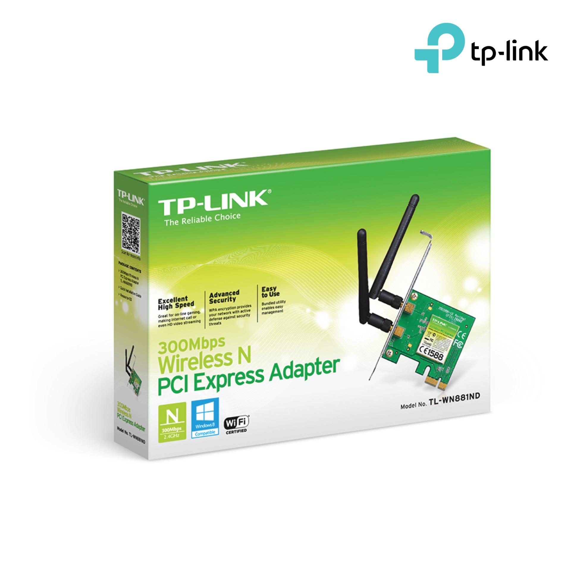 TP-Link PCI Express Card wifi (Thu wifi) Chuẩn N 300Mbps TL-WN881ND - Hãng phân phối chính thức