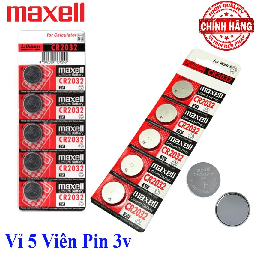 Vỉ 5 viên pin CMOS CR2032 Maxell Lithium Battery 3V