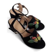 Sandal Thêu Hoa Thời Trang Đế Vuông 5 Phân (Đen)
