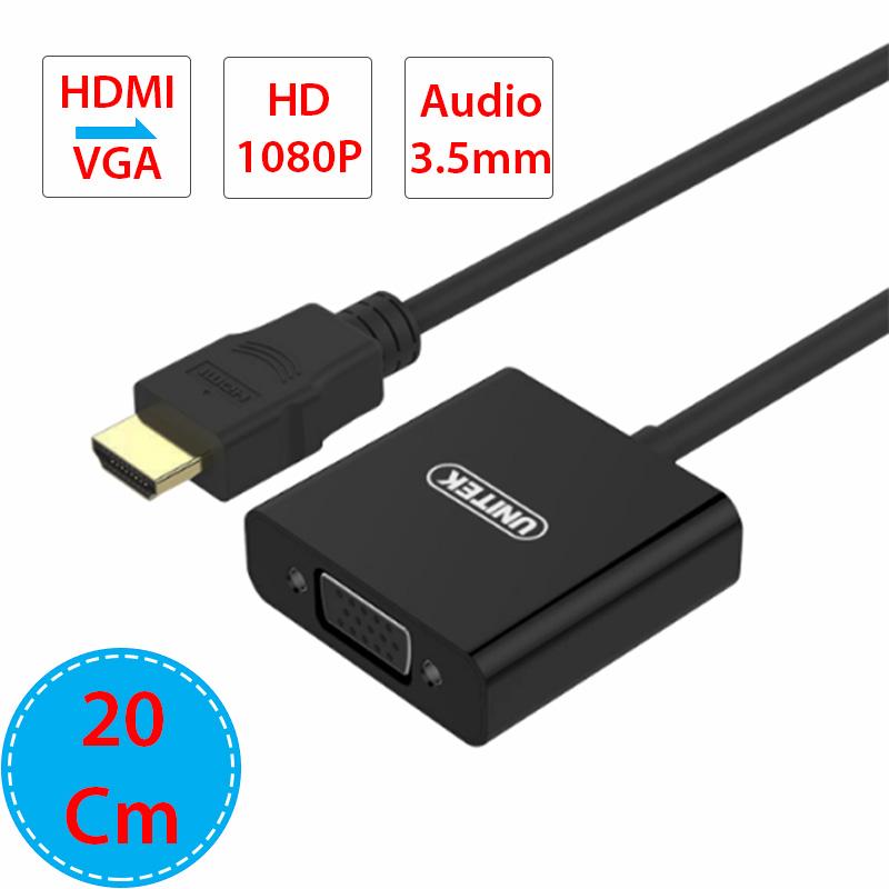 Dây cáp chuyển HDMI sang VGA + Audio 3.5mm adapter 20Cm full HD1080P- Có Micro USB DC5V hỗ trợ nguồn...