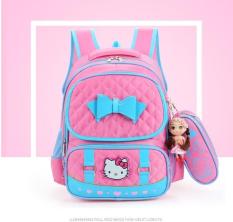Balo đi học cao cấp mèo Kitty kèm ví + búp bê, chống gù lưng cho bé KDR-BL024 Kodoros