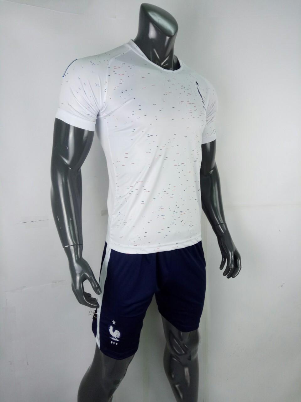 Bộ đồ quần áo đá banh - đá bóng đội tuyển Pháp màu trắng Wolrd cup 2018