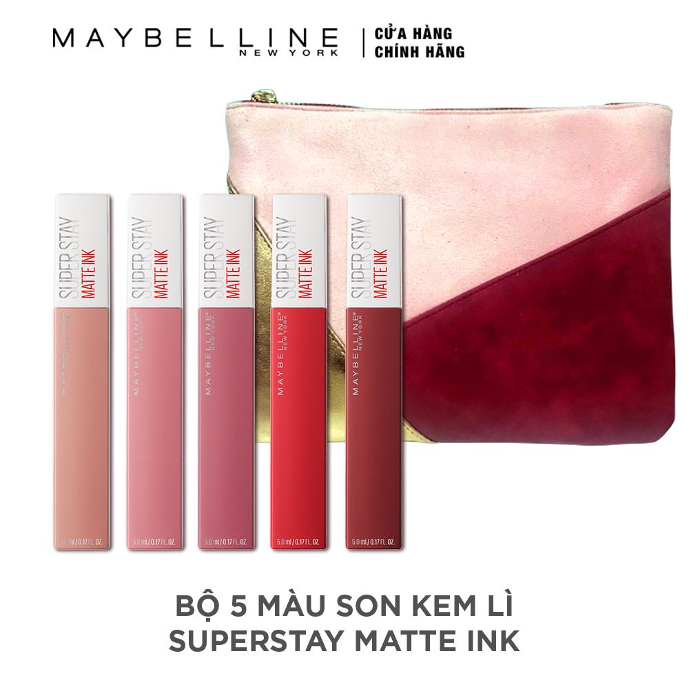 Bộ 5 màu son kem lì Super Stay Matte Ink Maybelline New York lâu trôi 16h