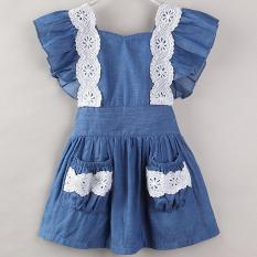 Baby Girls Dresses Toddler Girl Clothing Cowboy Blue Dress Summer 2018 Brand Sleeveless Lace Clothing Kids Children Clothes 1-5Y – intl
