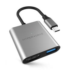 Cổng chia USB-C cho MacBook / Laptop hiệu HyperDrive 3 trong 1 HDMI 4K (xám)