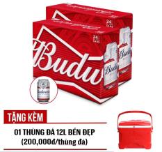 Bộ 02 thùng Budweiser lon 330ml – Thùng 24 Tặng kèm 01 Thùng đá 12L