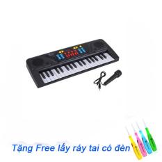 (TẶNG LẤY RÁY TAI)Đàn Piano điện tử có mic sành điệu cho bé MQ-3700 (Đen phối trắng):