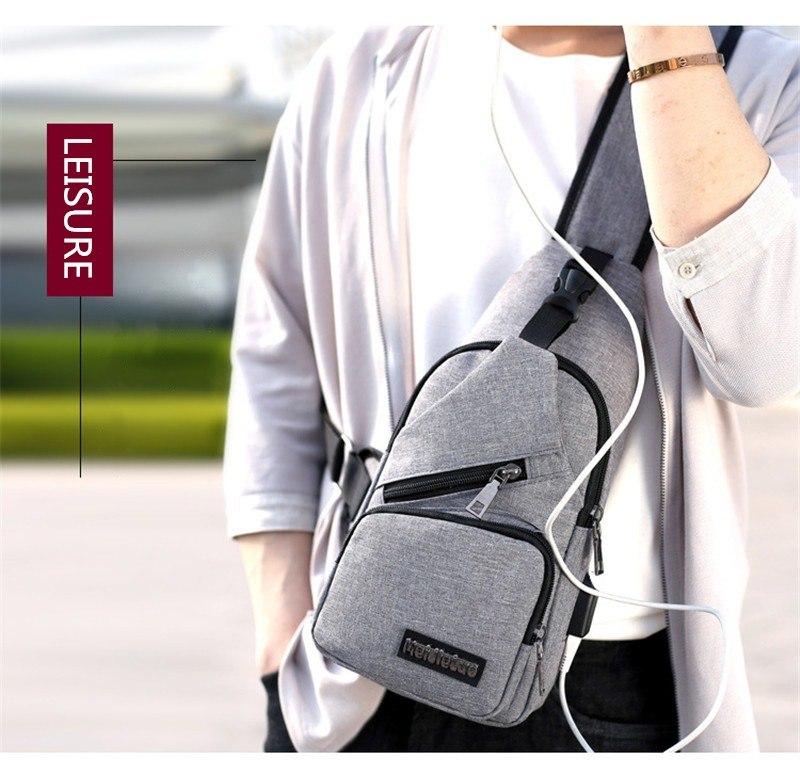 (Có thể chọn màu) Túi đeo chéo nam cao cấp tích hợp cổng sạc USB ngoài MMB012