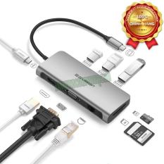 Bộ chuyển USB C to HDMI + VGA + USB 3.0 + LAN 1Gbps + Card Reader đa năng Ugreen 40873