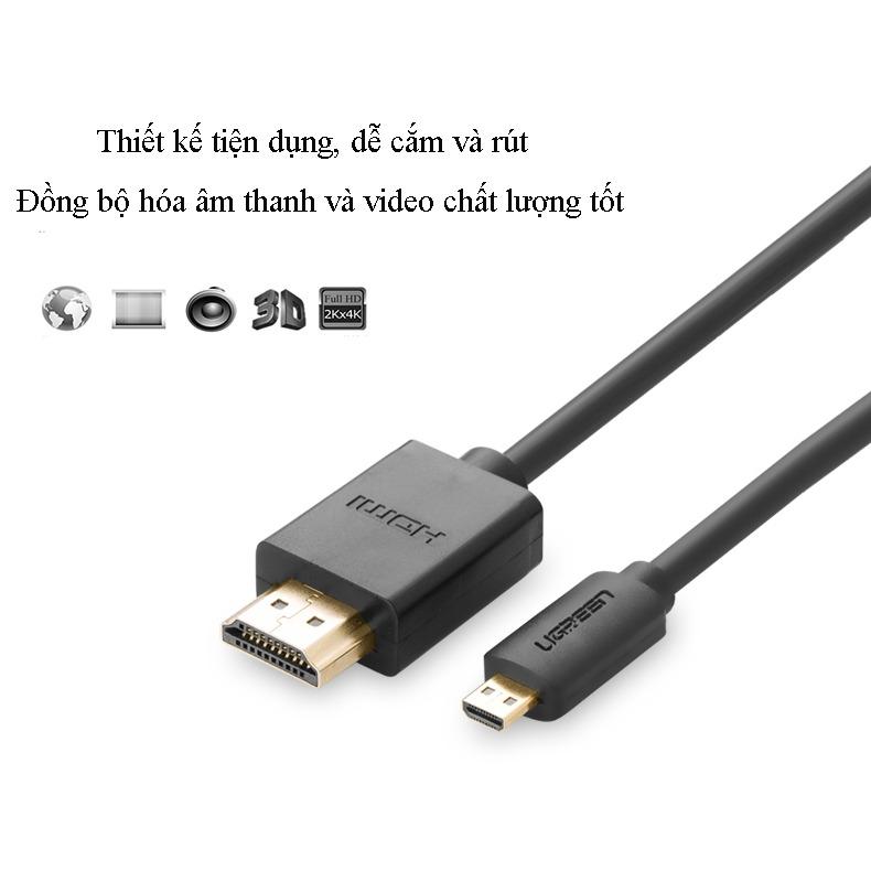Cáp Micro HDMI to HDMI Ugreen 10119 Gold có độ dài 2m