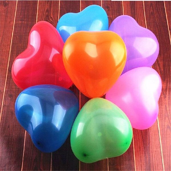 Bộ 100 Bong Bóng Bay Balloon Hình Trái Tim Nhiều Màu - Chirita